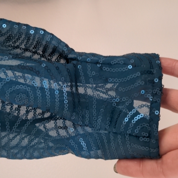 NMZ Collection Turquoise Sequin Bodysuit small - Picture 8 of 12